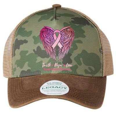 Faith Hope Love Breast Cancer Awareness Winged Pink Ribbon Legacy Tie Dye Trucker Hat