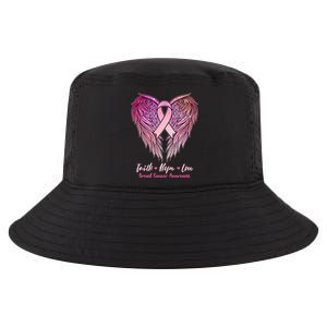 Faith Hope Love Breast Cancer Awareness Winged Pink Ribbon Cool Comfort Performance Bucket Hat