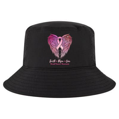 Faith Hope Love Breast Cancer Awareness Winged Pink Ribbon Cool Comfort Performance Bucket Hat