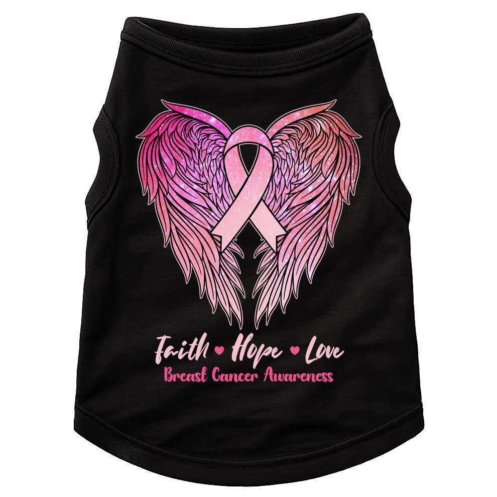 Faith Hope Love Breast Cancer Awareness Winged Pink Ribbon Doggie Tank