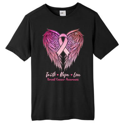 Faith Hope Love Breast Cancer Awareness Winged Pink Ribbon Tall Fusion ChromaSoft Performance T-Shirt