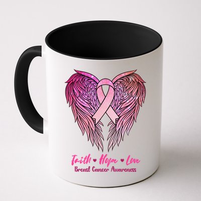 Faith Hope Love Breast Cancer Awareness Winged Pink Ribbon Mug