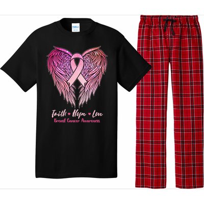 Faith Hope Love Breast Cancer Awareness Winged Pink Ribbon Pajama Set