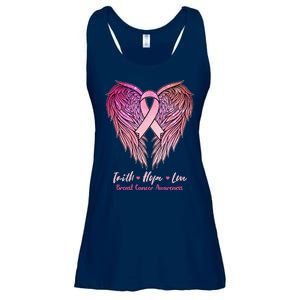 Faith Hope Love Breast Cancer Awareness Winged Pink Ribbon Ladies Essential Flowy Tank