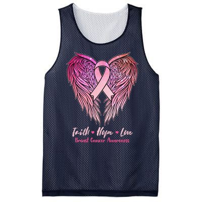 Faith Hope Love Breast Cancer Awareness Winged Pink Ribbon Mesh Reversible Basketball Jersey Tank