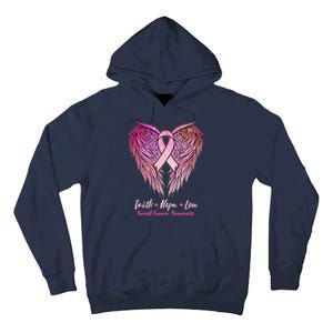 Faith Hope Love Breast Cancer Awareness Winged Pink Ribbon Tall Hoodie