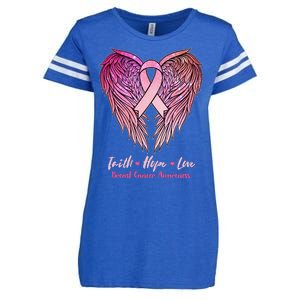 Faith Hope Love Breast Cancer Awareness Winged Pink Ribbon Enza Ladies Jersey Football T-Shirt