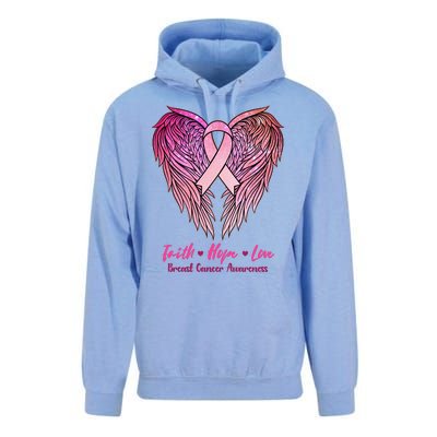 Faith Hope Love Breast Cancer Awareness Winged Pink Ribbon Unisex Surf Hoodie