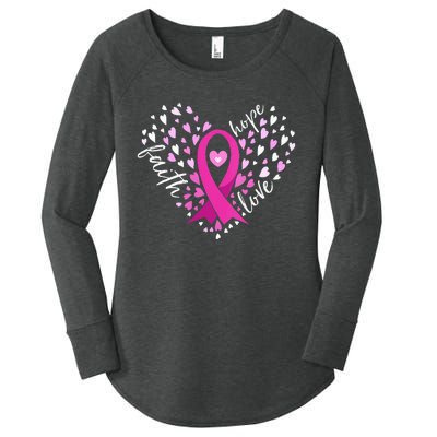 Faith Hope Love Breast Cancer Awareness Pink Ribbon Warrior Women's Perfect Tri Tunic Long Sleeve Shirt