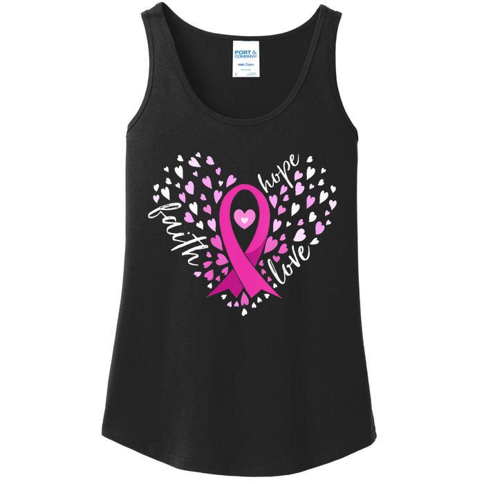 Faith Hope Love Breast Cancer Awareness Pink Ribbon Warrior Ladies Essential Tank