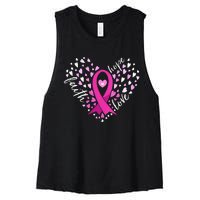 Faith Hope Love Breast Cancer Awareness Pink Ribbon Warrior Women's Racerback Cropped Tank