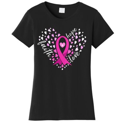 Faith Hope Love Breast Cancer Awareness Pink Ribbon Warrior Women's T-Shirt