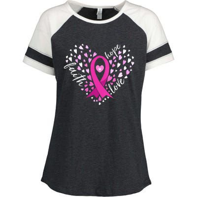 Faith Hope Love Breast Cancer Awareness Pink Ribbon Warrior Enza Ladies Jersey Colorblock Tee