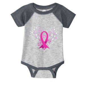 Faith Hope Love Breast Cancer Awareness Pink Ribbon Warrior Infant Baby Jersey Bodysuit