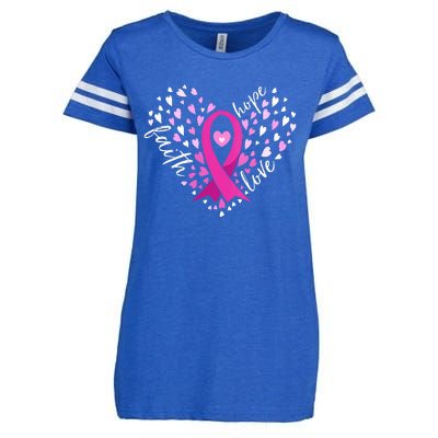 Faith Hope Love Breast Cancer Awareness Pink Ribbon Warrior Enza Ladies Jersey Football T-Shirt