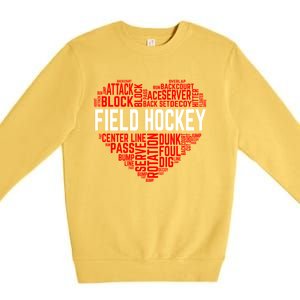 Field Hockey Love Hockey Player Heart Ice Hockey Sports Great Gift Premium Crewneck Sweatshirt