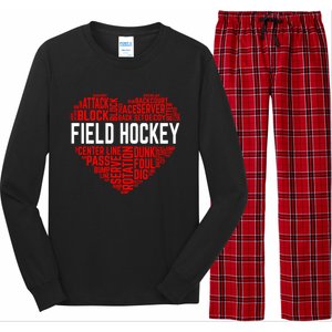 Field Hockey Love Hockey Player Heart Ice Hockey Sports Great Gift Long Sleeve Pajama Set