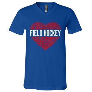 Field Hockey Love Hockey Player Heart Ice Hockey Sports Great Gift V-Neck T-Shirt