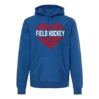 Field Hockey Love Hockey Player Heart Ice Hockey Sports Great Gift Premium Hoodie