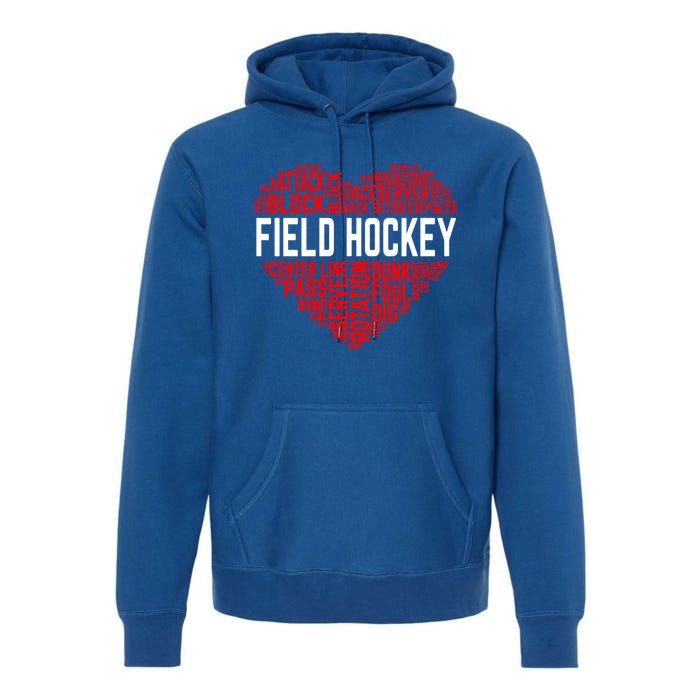 Field Hockey Love Hockey Player Heart Ice Hockey Sports Great Gift Premium Hoodie