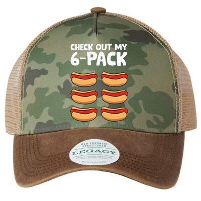 Funny Hotdog Lover Check Out My 6 Pack Hot Dog Legacy Tie Dye Trucker Hat