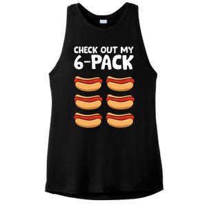 Funny Hotdog Lover Check Out My 6 Pack Hot Dog Ladies PosiCharge Tri-Blend Wicking Tank