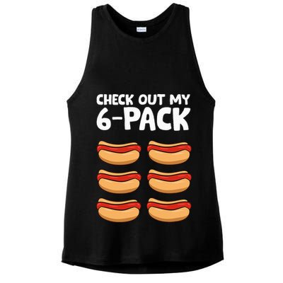 Funny Hotdog Lover Check Out My 6 Pack Hot Dog Ladies PosiCharge Tri-Blend Wicking Tank