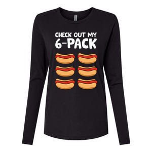 Funny Hotdog Lover Check Out My 6 Pack Hot Dog Womens Cotton Relaxed Long Sleeve T-Shirt