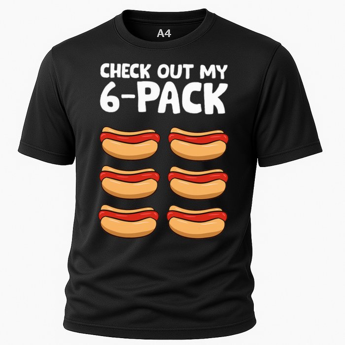 Funny Hotdog Lover Check Out My 6 Pack Hot Dog Cooling Performance Crew T-Shirt