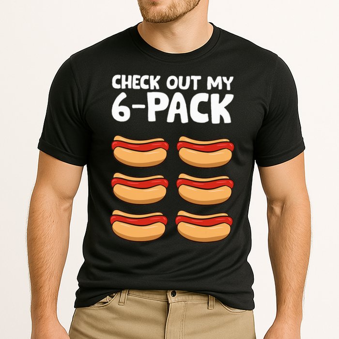 Funny Hotdog Lover Check Out My 6 Pack Hot Dog Cooling Performance Crew T-Shirt