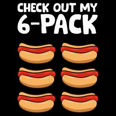 Funny Hotdog Lover Check Out My 6 Pack Hot Dog T-Shirt