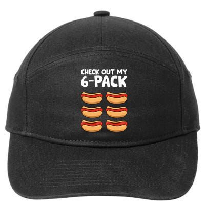 Funny Hotdog Lover Check Out My 6 Pack Hot Dog 7-Panel Snapback Hat