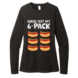 Funny Hotdog Lover Check Out My 6 Pack Hot Dog Womens CVC Long Sleeve Shirt