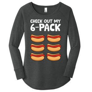 Funny Hotdog Lover Check Out My 6 Pack Hot Dog Women's Perfect Tri Tunic Long Sleeve Shirt