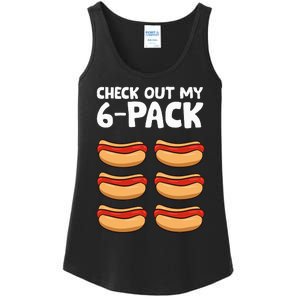 Funny Hotdog Lover Check Out My 6 Pack Hot Dog Ladies Essential Tank