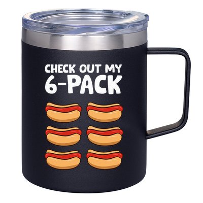 Funny Hotdog Lover Check Out My 6 Pack Hot Dog 12oz Stainless Steel Coffee Mug
