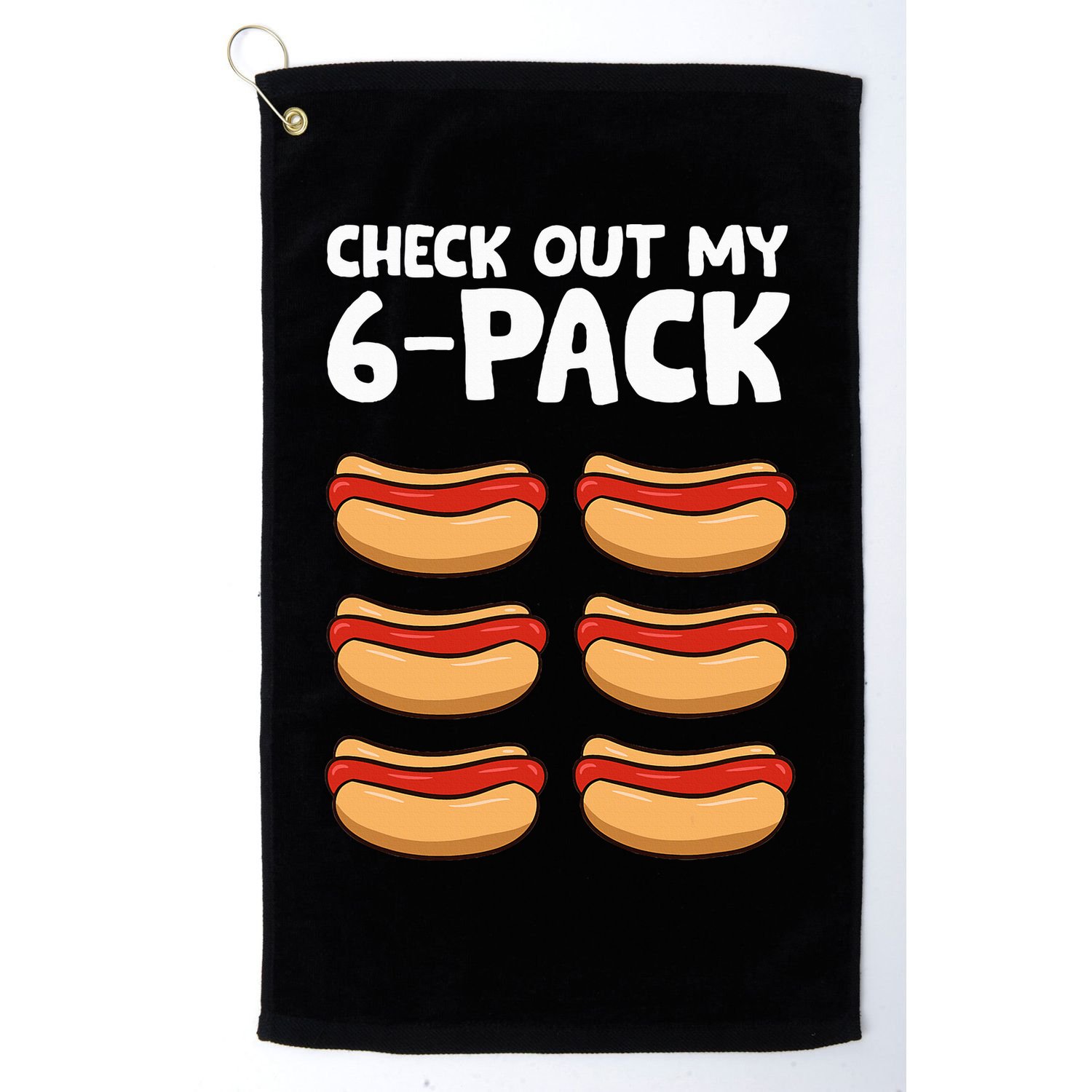 Funny Hotdog Lover Check Out My 6 Pack Hot Dog Golf Towel