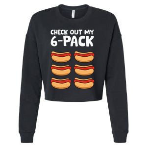 Funny Hotdog Lover Check Out My 6 Pack Hot Dog Cropped Pullover Crew