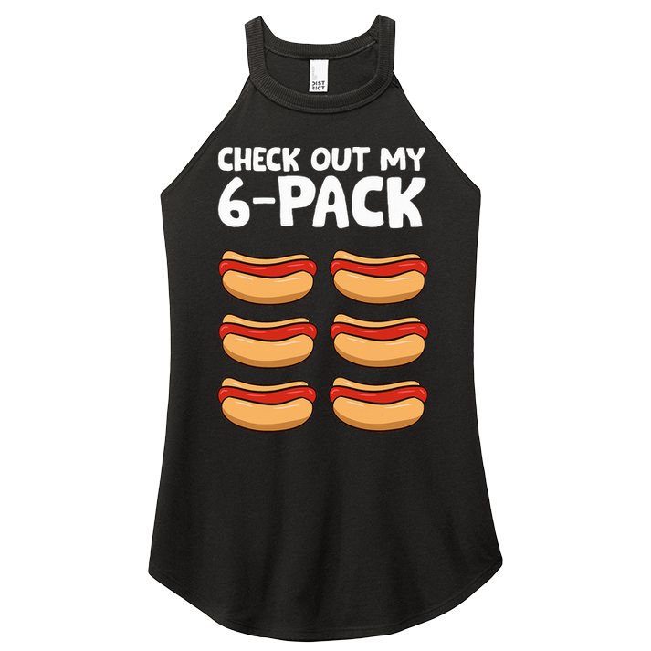 Funny Hotdog Lover Check Out My 6 Pack Hot Dog Women's Perfect Tri Rocker Tank