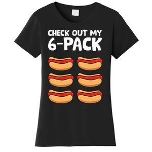 Funny Hotdog Lover Check Out My 6 Pack Hot Dog Women's T-Shirt