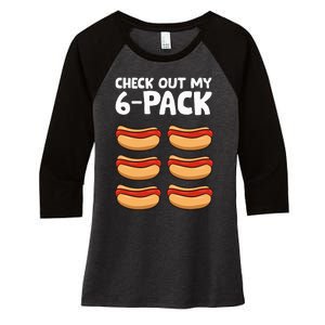 Funny Hotdog Lover Check Out My 6 Pack Hot Dog Women's Tri-Blend 3/4-Sleeve Raglan Shirt