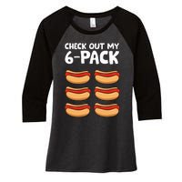 Funny Hotdog Lover Check Out My 6 Pack Hot Dog Women's Tri-Blend 3/4-Sleeve Raglan Shirt