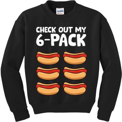 Funny Hotdog Lover Check Out My 6 Pack Hot Dog Kids Sweatshirt
