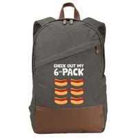 Funny Hotdog Lover Check Out My 6 Pack Hot Dog Cotton Canvas Backpack