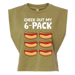 Funny Hotdog Lover Check Out My 6 Pack Hot Dog Garment-Dyed Women's Muscle Tee