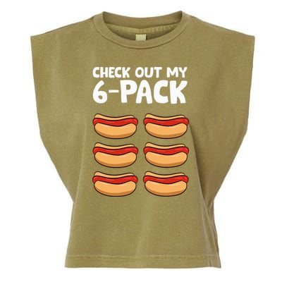 Funny Hotdog Lover Check Out My 6 Pack Hot Dog Garment-Dyed Women's Muscle Tee