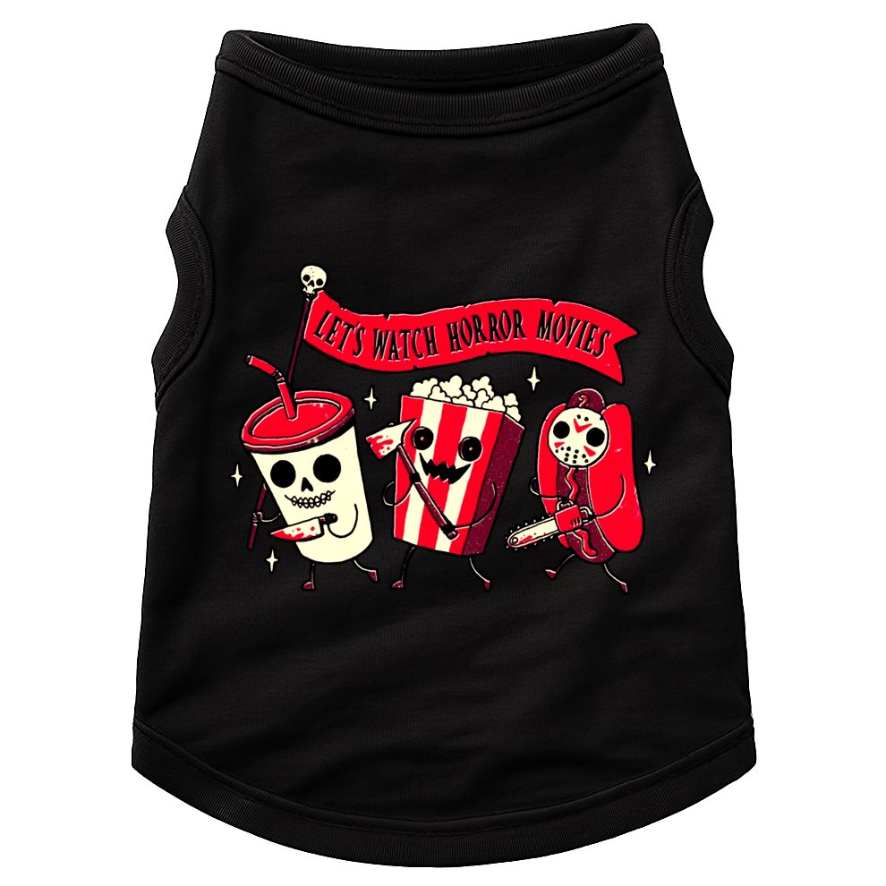 Funny Halloween Let's Watch Horror Movies Theater Food Doggie Tank