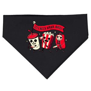 Funny Halloween Let's Watch Horror Movies Theater Food USA-Made Doggie Bandana