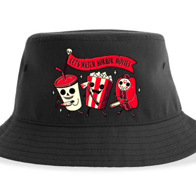 Funny Halloween Let's Watch Horror Movies Theater Food Sustainable Bucket Hat