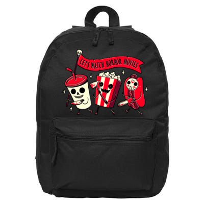 Funny Halloween Let's Watch Horror Movies Theater Food 16 in Basic Backpack